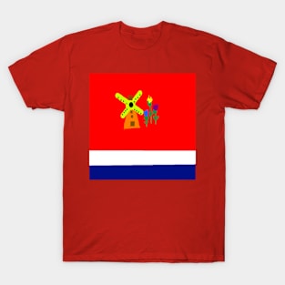 Sporty Netherlands Design on Red Background T-Shirt